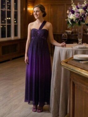 Xscape by Joanna Chen Ombre Floor Length Purple Gown